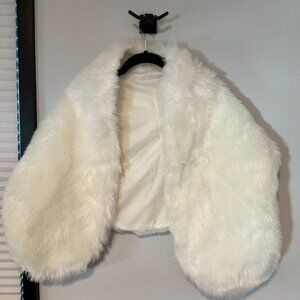 White faux fur wrap